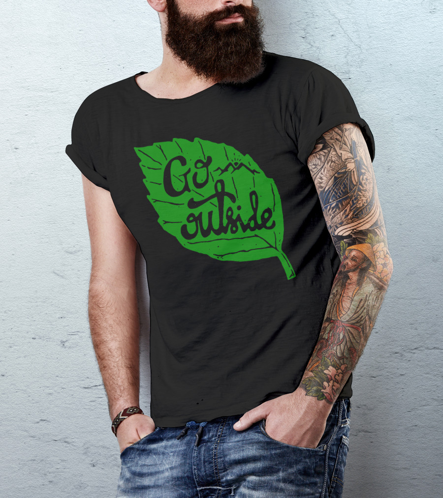 Go Outside Leaf With Mountains And Sunrise T-Shirt