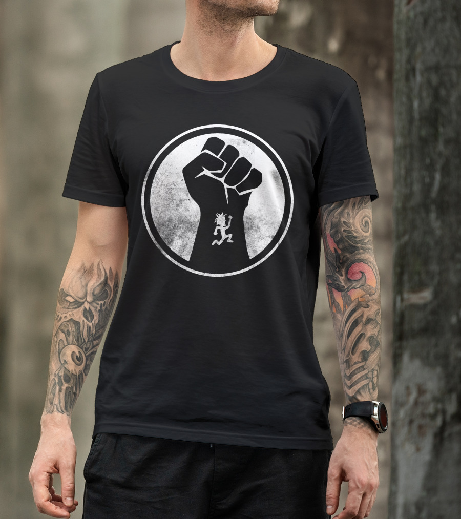 Golden Powers In White Fist With Hachetman T-Shirt