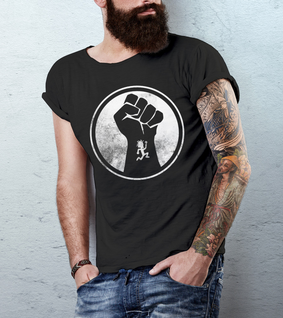 Golden Powers In White Fist With Hachetman T-Shirt