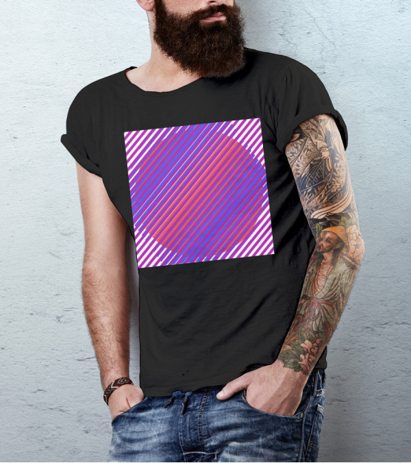 Gradient Colourful Lines Optical Illusion Stripes T-Shirt