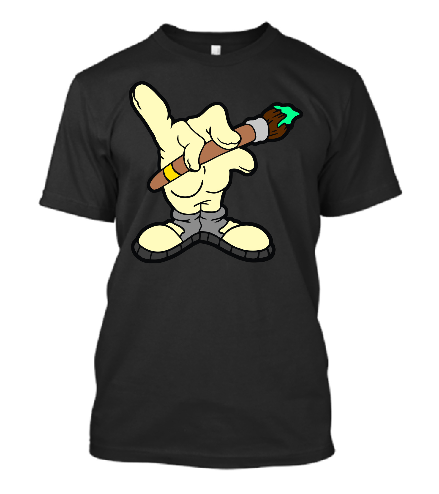 Hand Drawn Cartoon Gloved Hand Holding Paintbrush T-Shirt