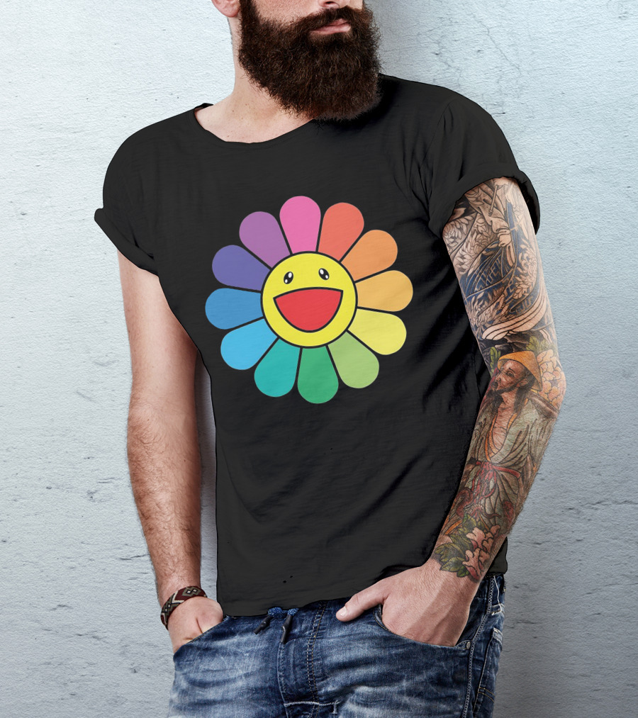 Happy Flower Multicolor Rainbow Smiley Takashi Murakami T-Shirt