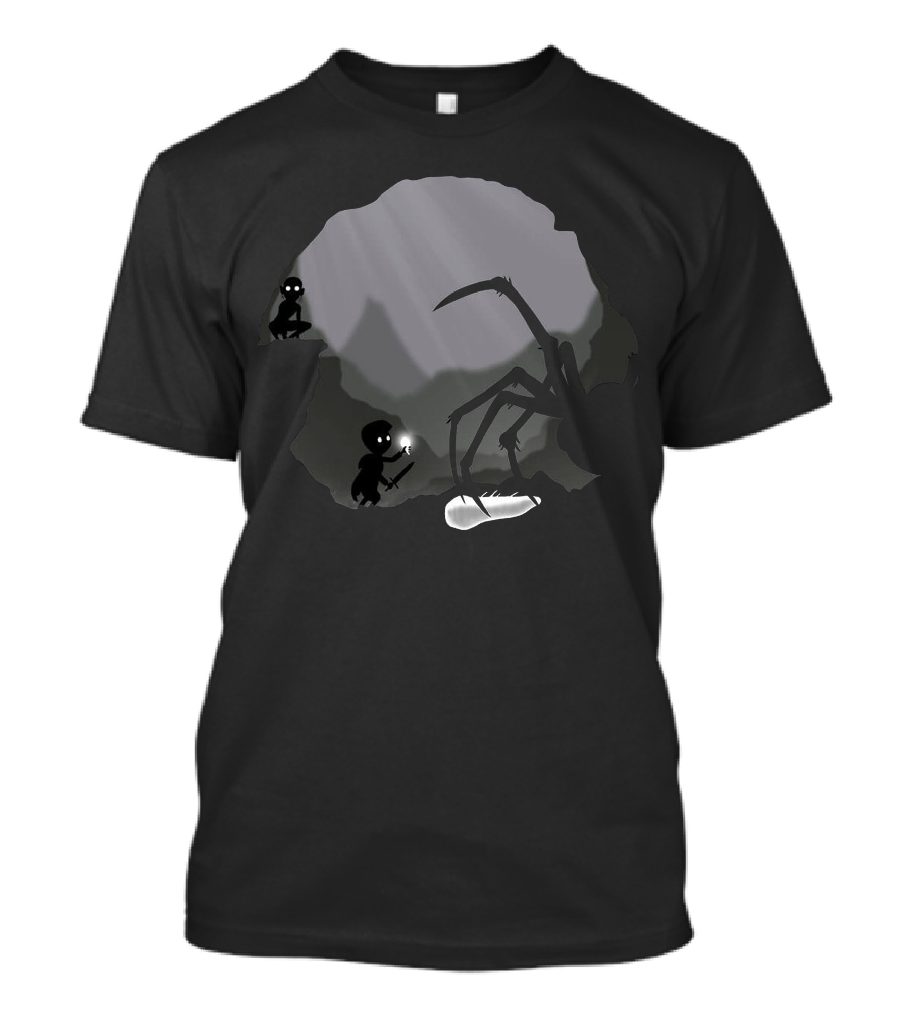 Hobbits In Limbo Confronting Giant Spider In Cave T-Shirt
