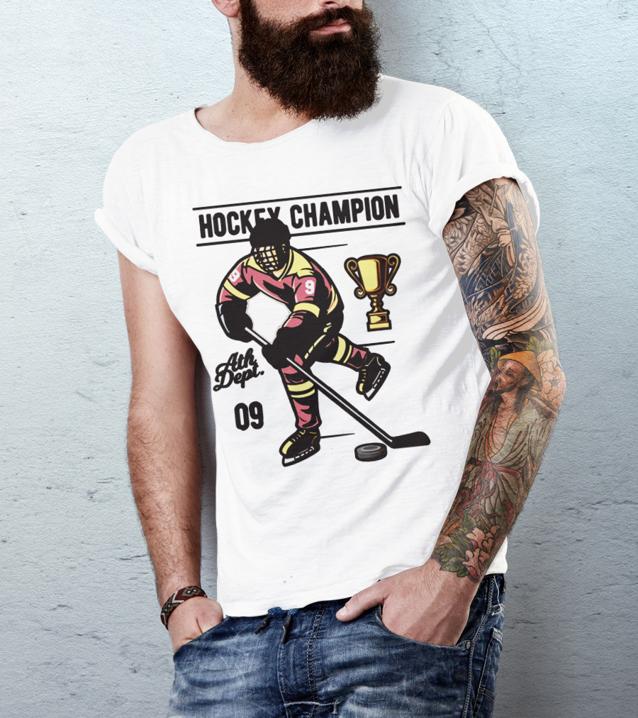 HOCKEY CHAMPION Ath Dept 09 Hockey Player Trophy T-Shirt