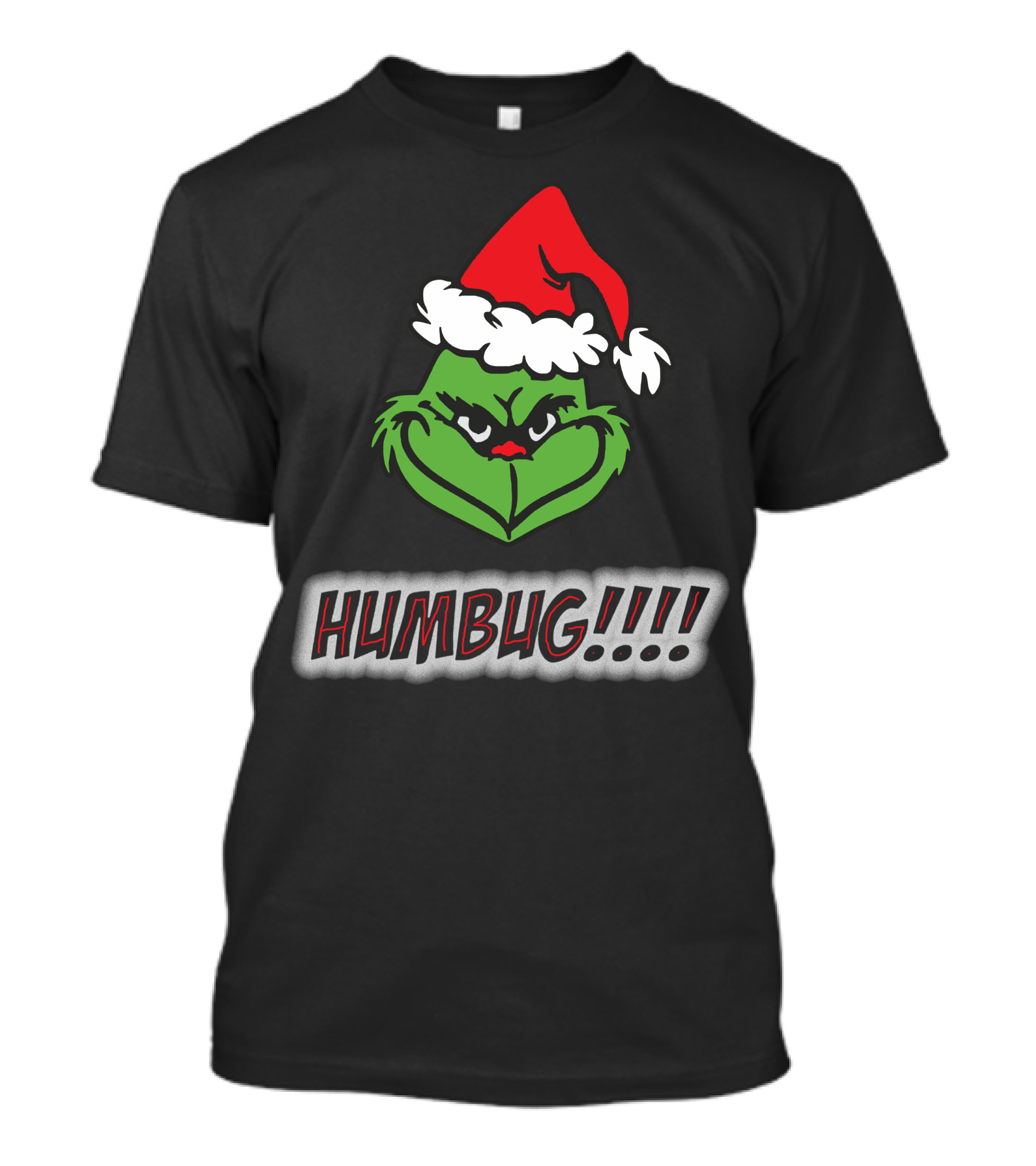 Humbug Grinch Wearing Santa Hat With HUMBUG Text T-Shirt