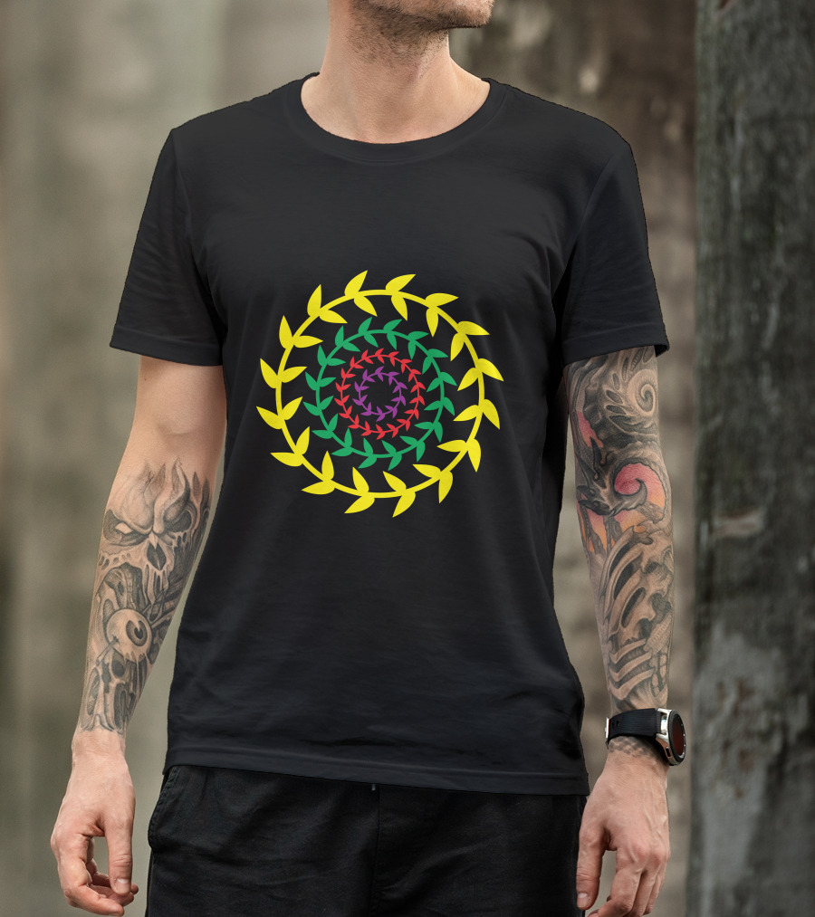 Leaf Spiral Pattern In Vibrant Colors T-Shirt