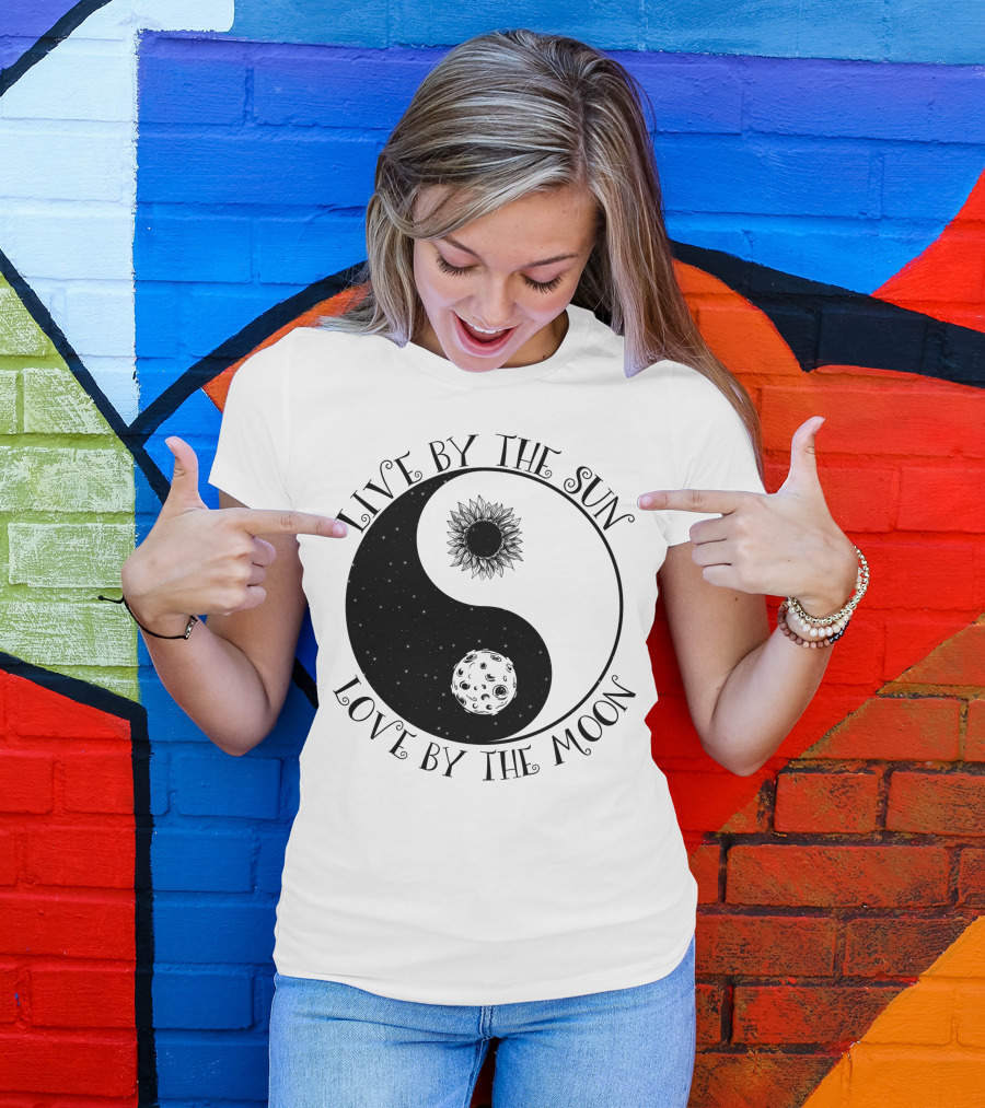 Live By The Sun Love By The Moon Yin Yang Sunflower Moon T-Shirt