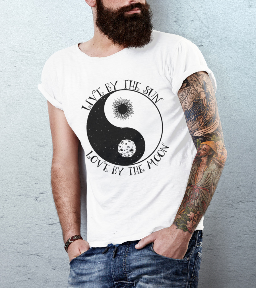 Live By The Sun Love By The Moon Yin Yang Sunflower Moon T-Shirt