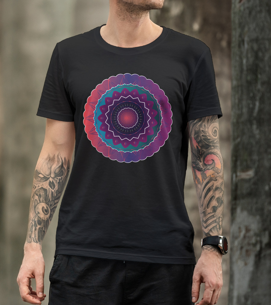 Mandala Kaleidoscope Circle Pattern Multicolor T-Shirt