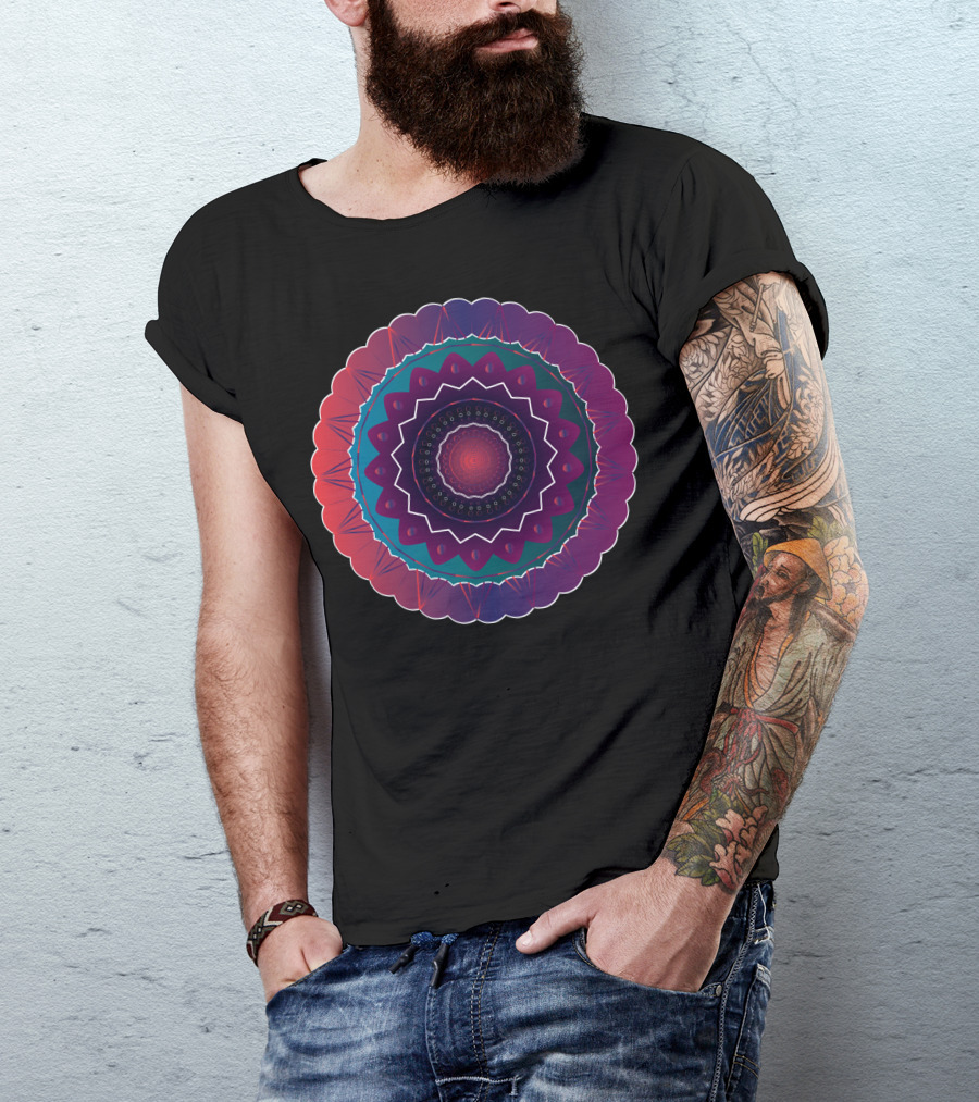 Mandala Kaleidoscope Circle Pattern Multicolor T-Shirt