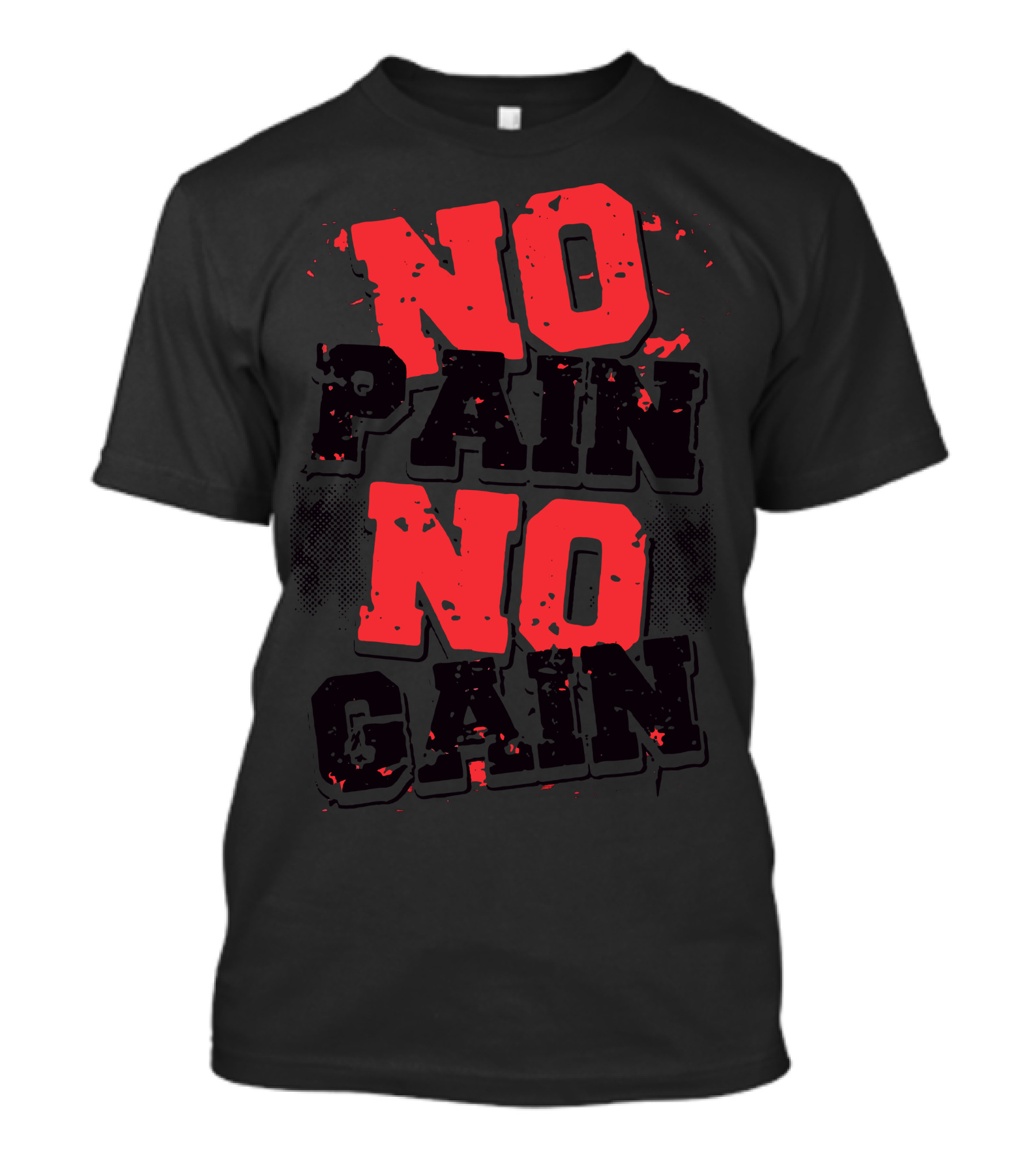 No Pain No Gain Distressed Typography T-Shirt