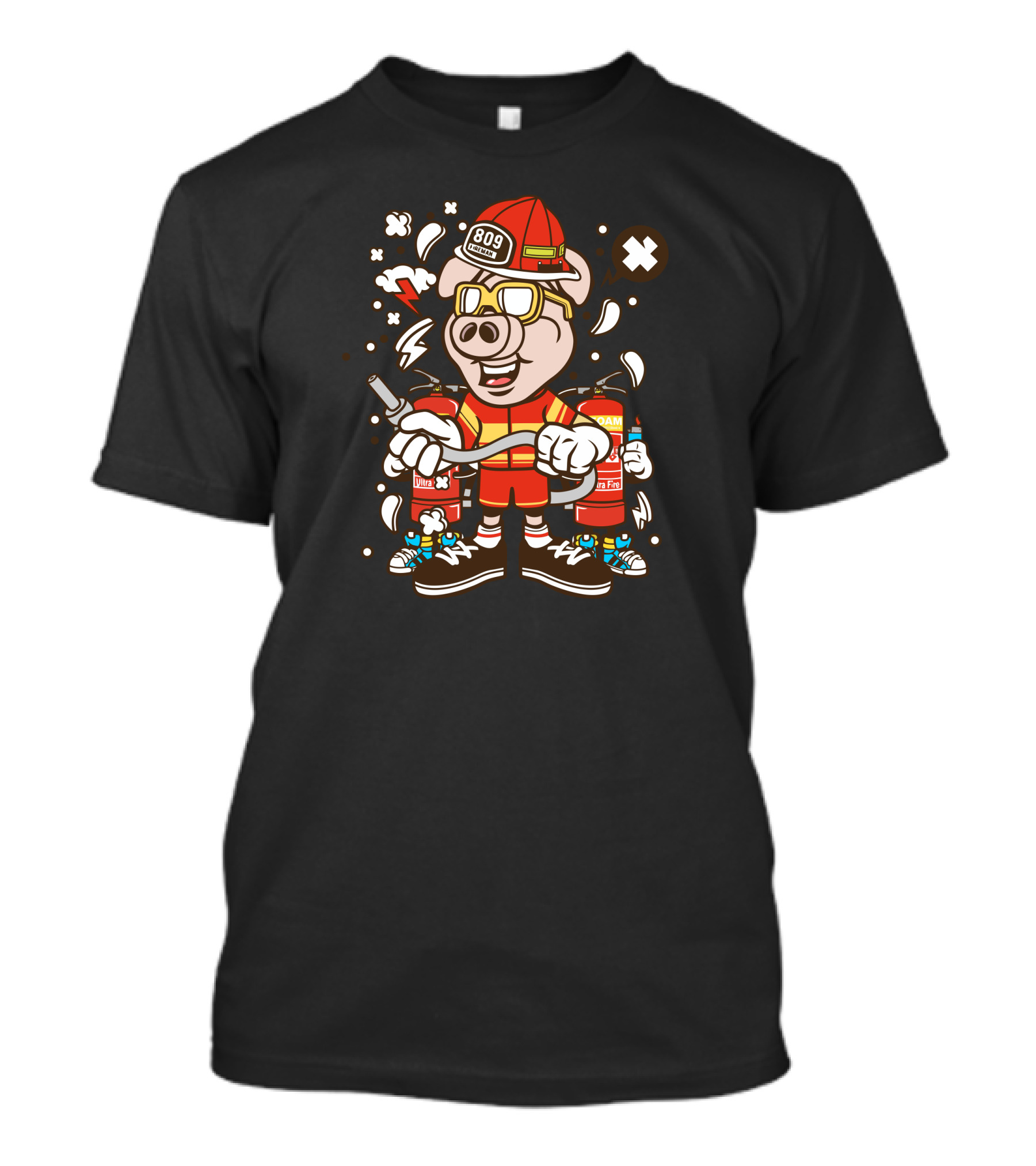 Pig Firefighter 809 Brigade Foam Fire Extinguisher T-Shirt