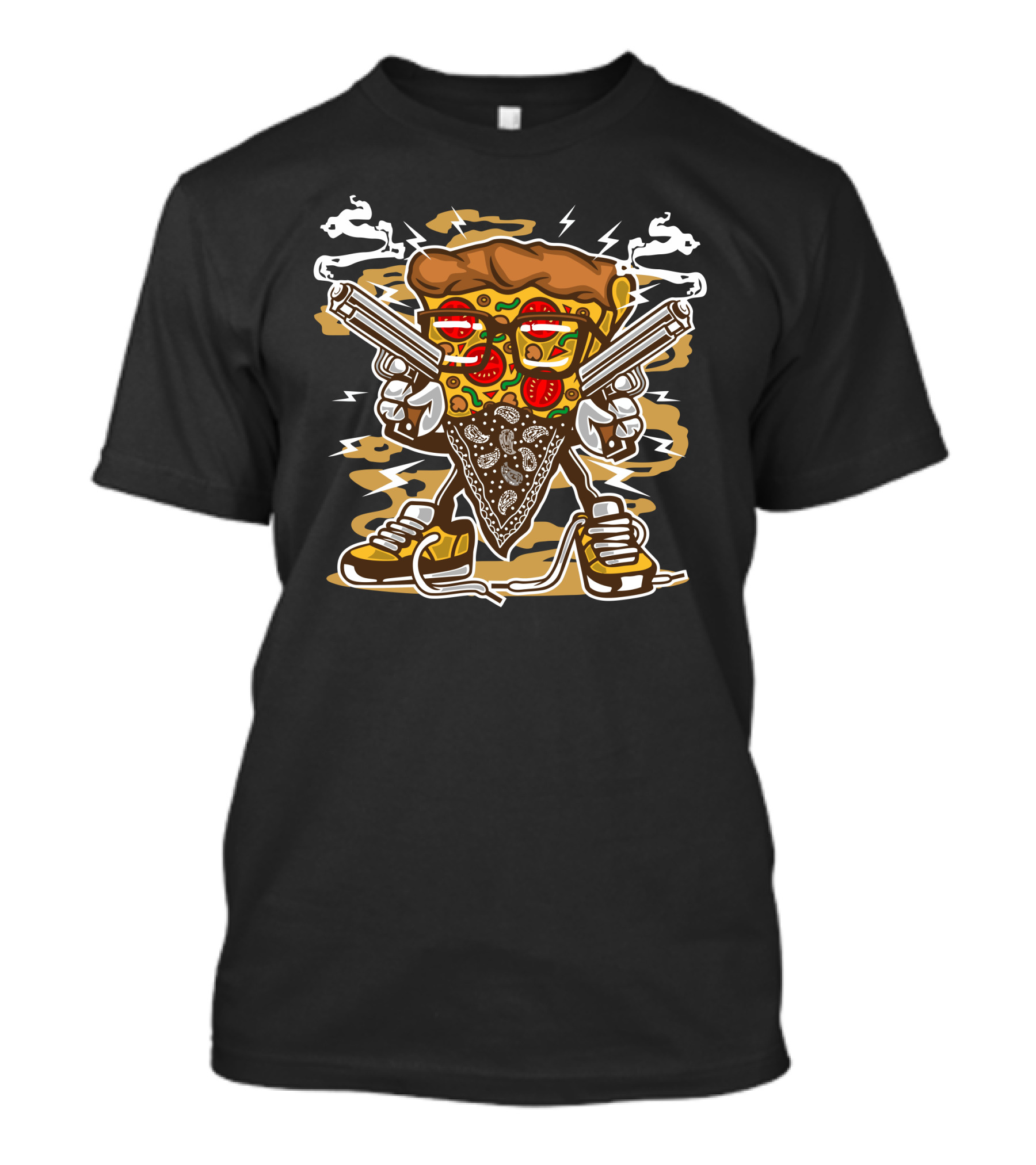 Pizza Gangster Slice With Guns And Sunglasses T-Shirt