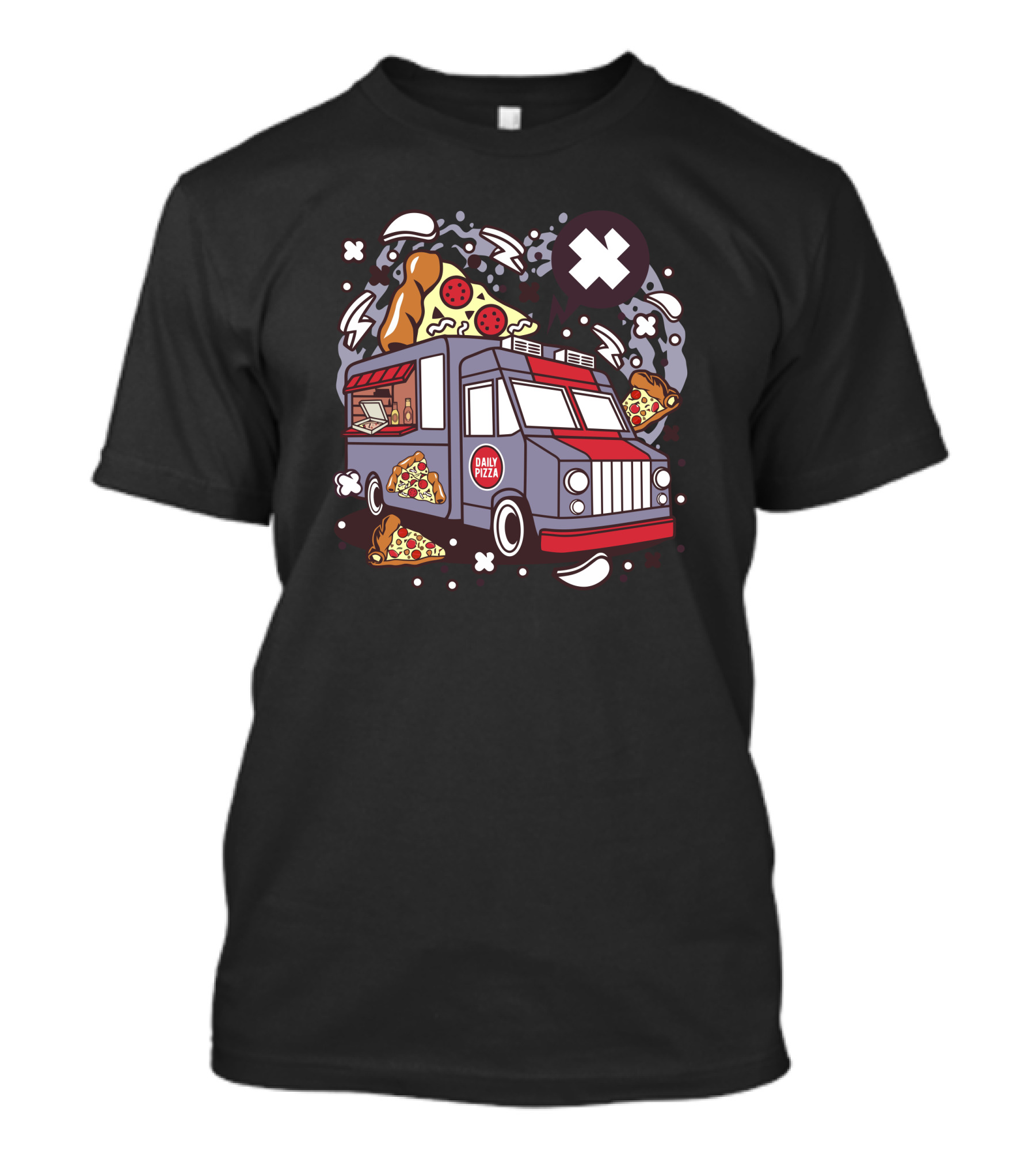 Daily Pizza Van With Slices And Ingredients T-Shirt
