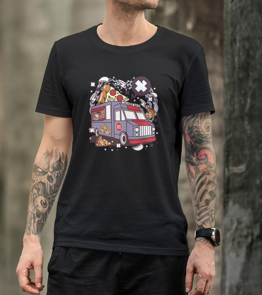 Daily Pizza Van With Slices And Ingredients T-Shirt