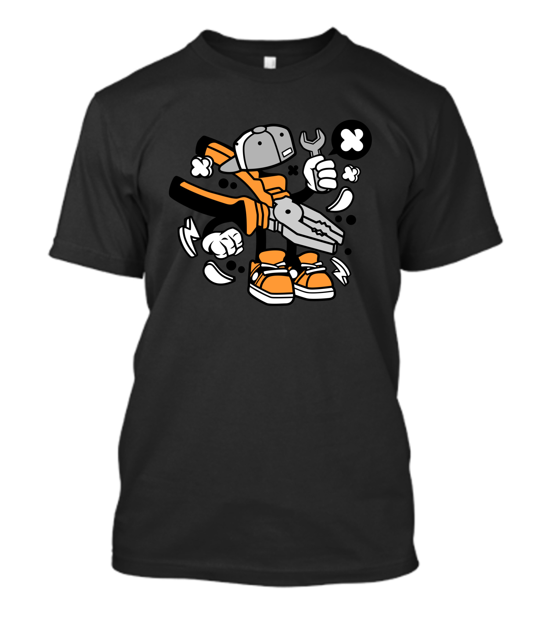 Cartoon Pliers Character With Cap And Sneakers T-Shirt