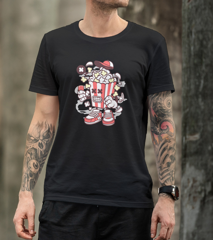 Pop Corn Box Character With Red Sneakers And Cap T-Shirt