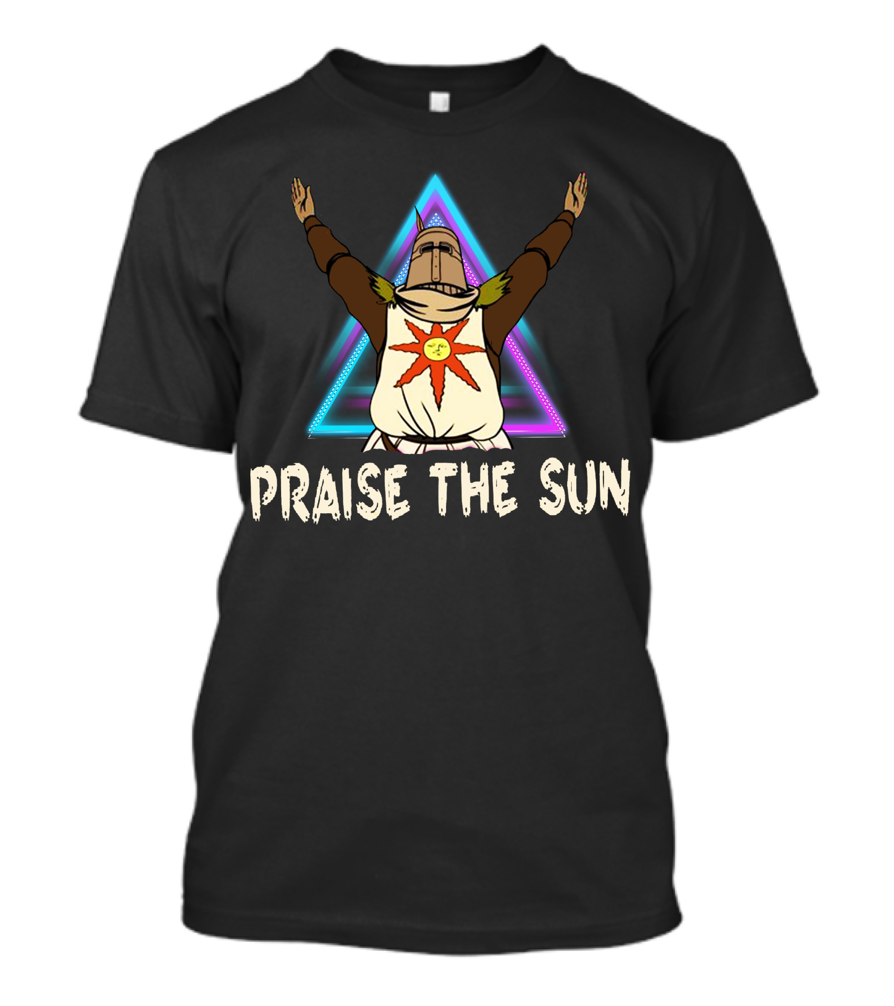 Praise The Sun Neon Triangle Retro Gaming T-Shirt