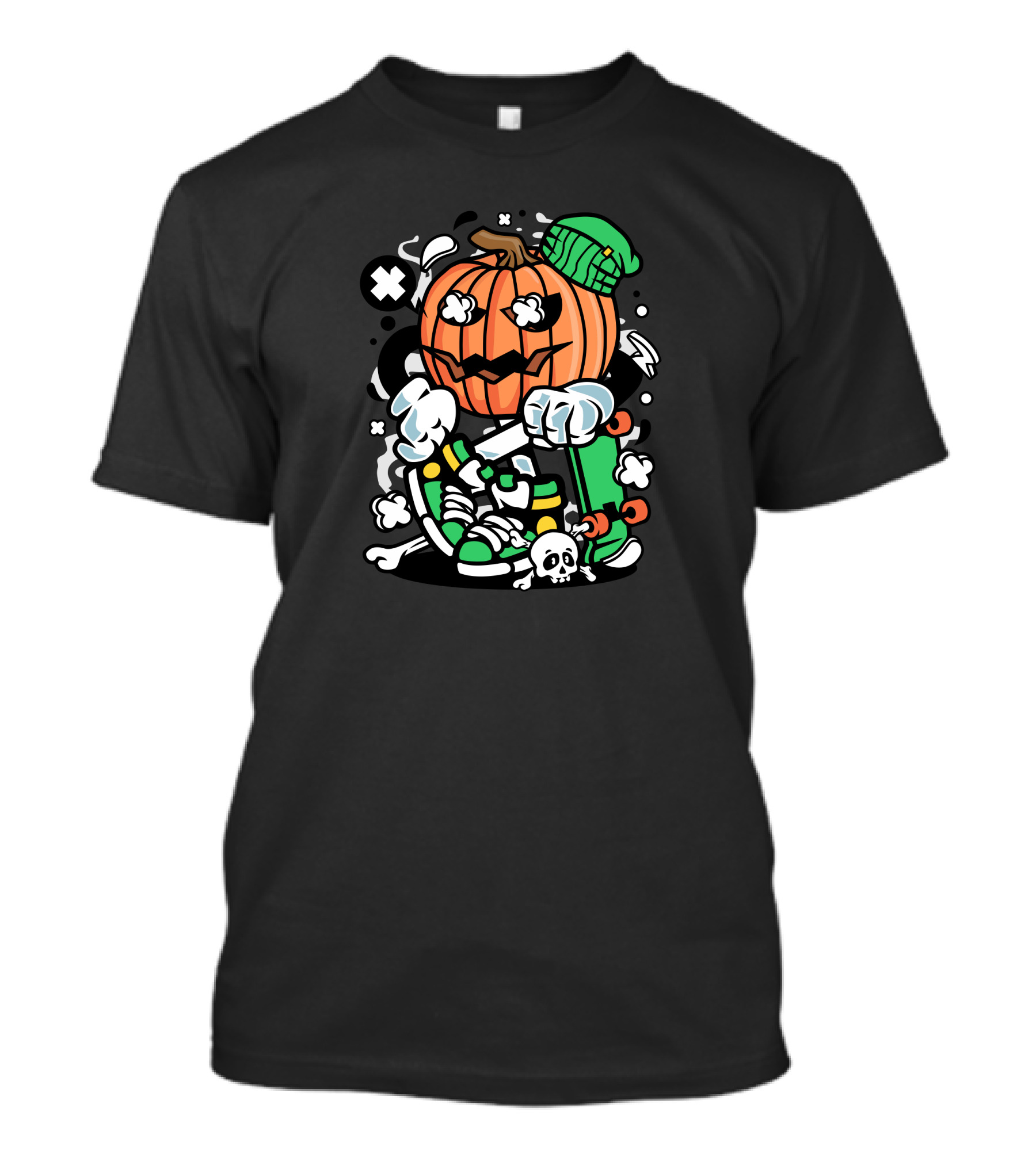 Pumpkins Skater Halloween Skateboarding Skeleton T-Shirt