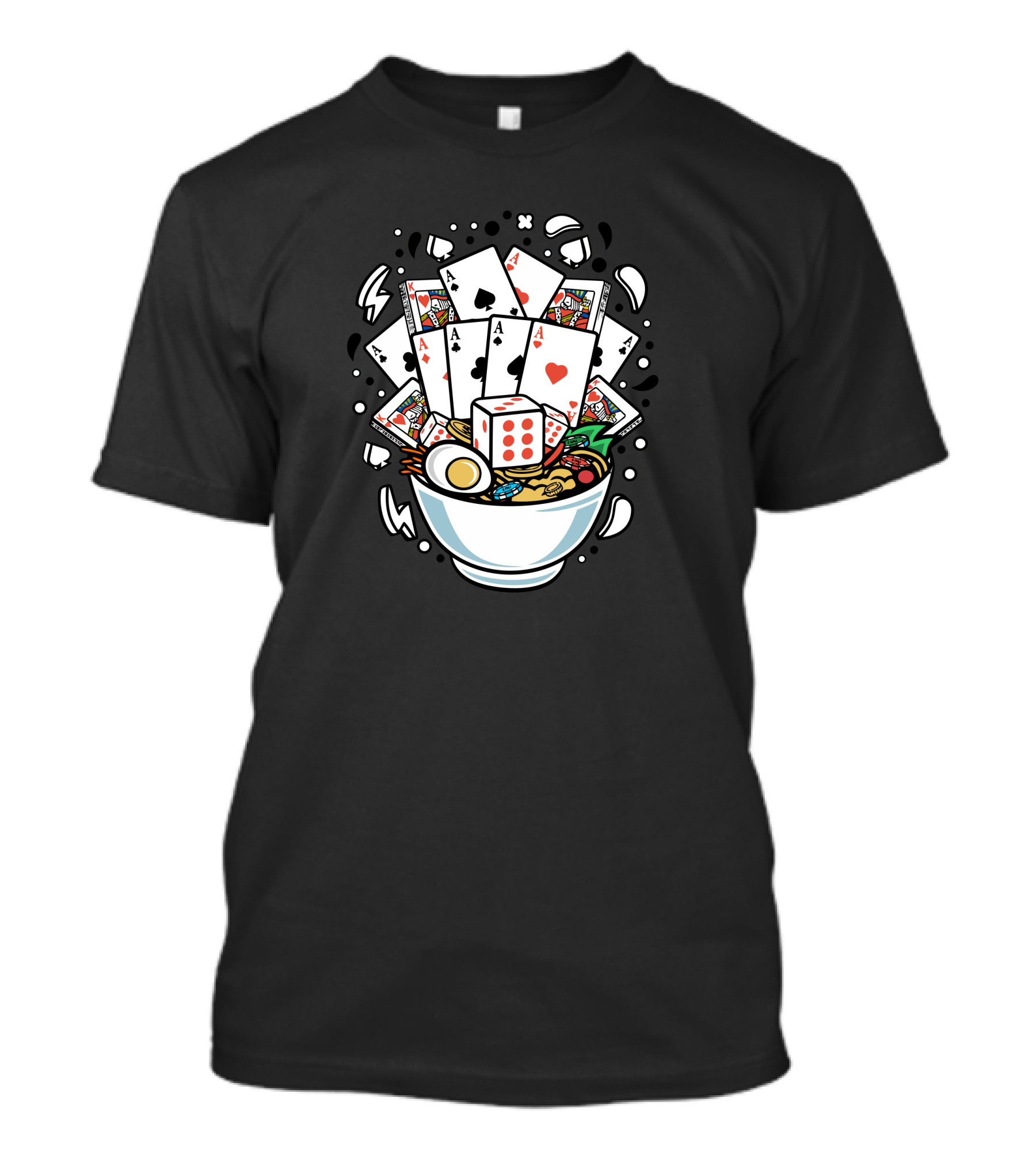 Ramen Bowl With Playing Cards And Dice Explosion T-Shirt