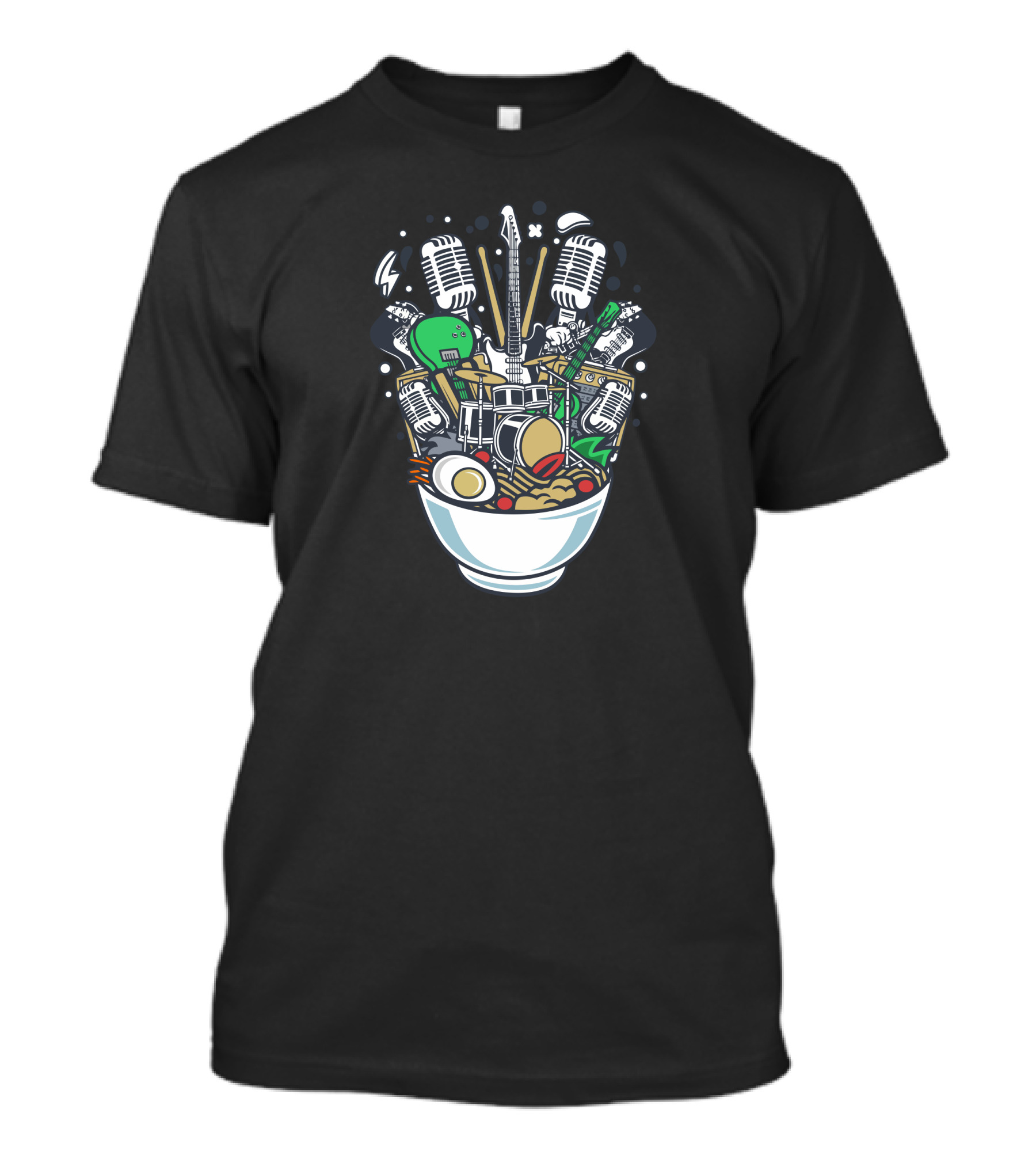 Ramen Rock Band Bowl Guitar Microphones Drums T-Shirt