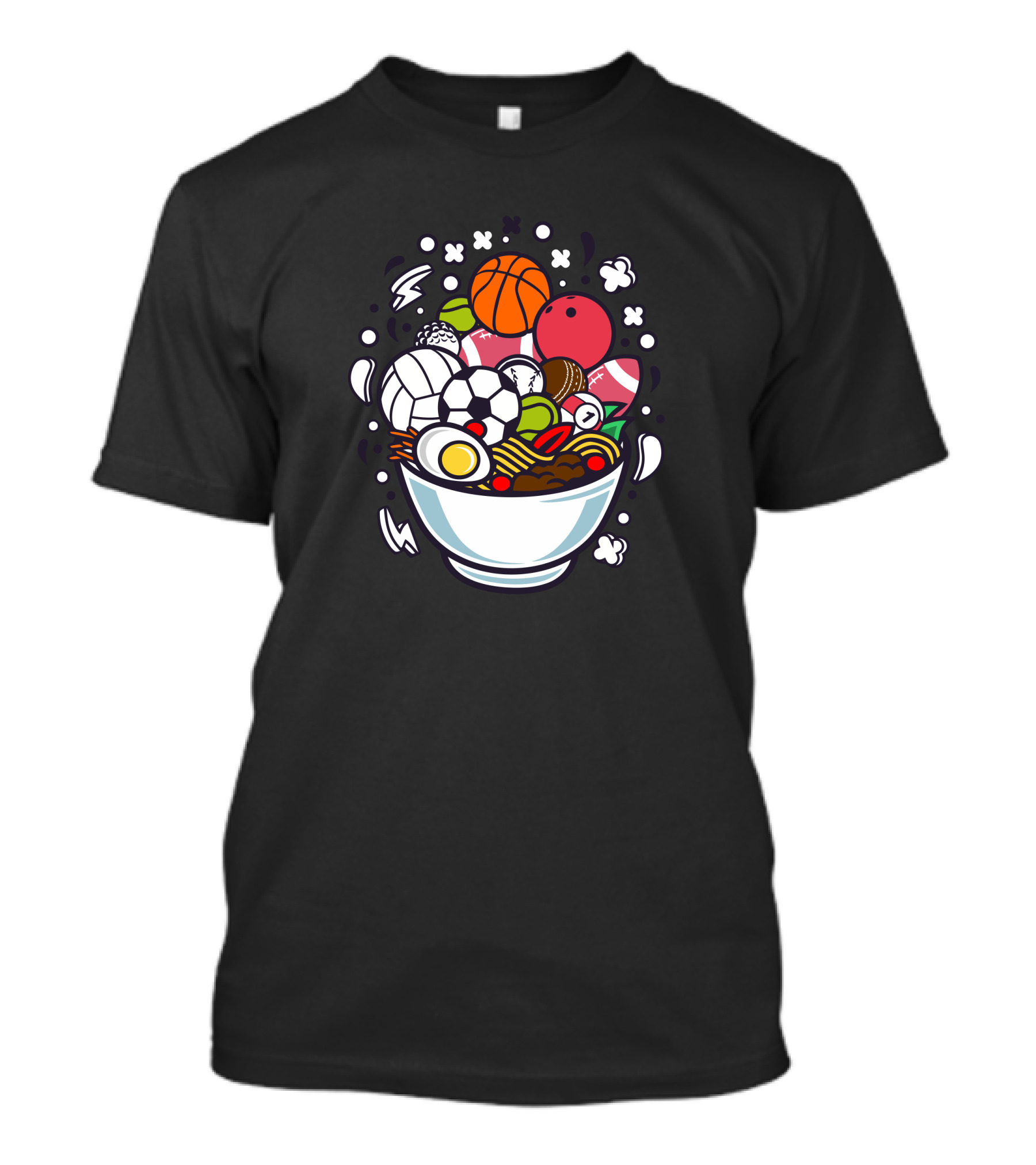 Ramen Bowl With Football Basketball And Soccer Balls T-Shirt