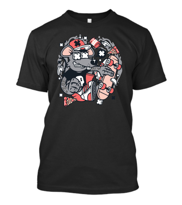 Rat Skater Pizza And Soda Skateboard Adventure T-Shirt