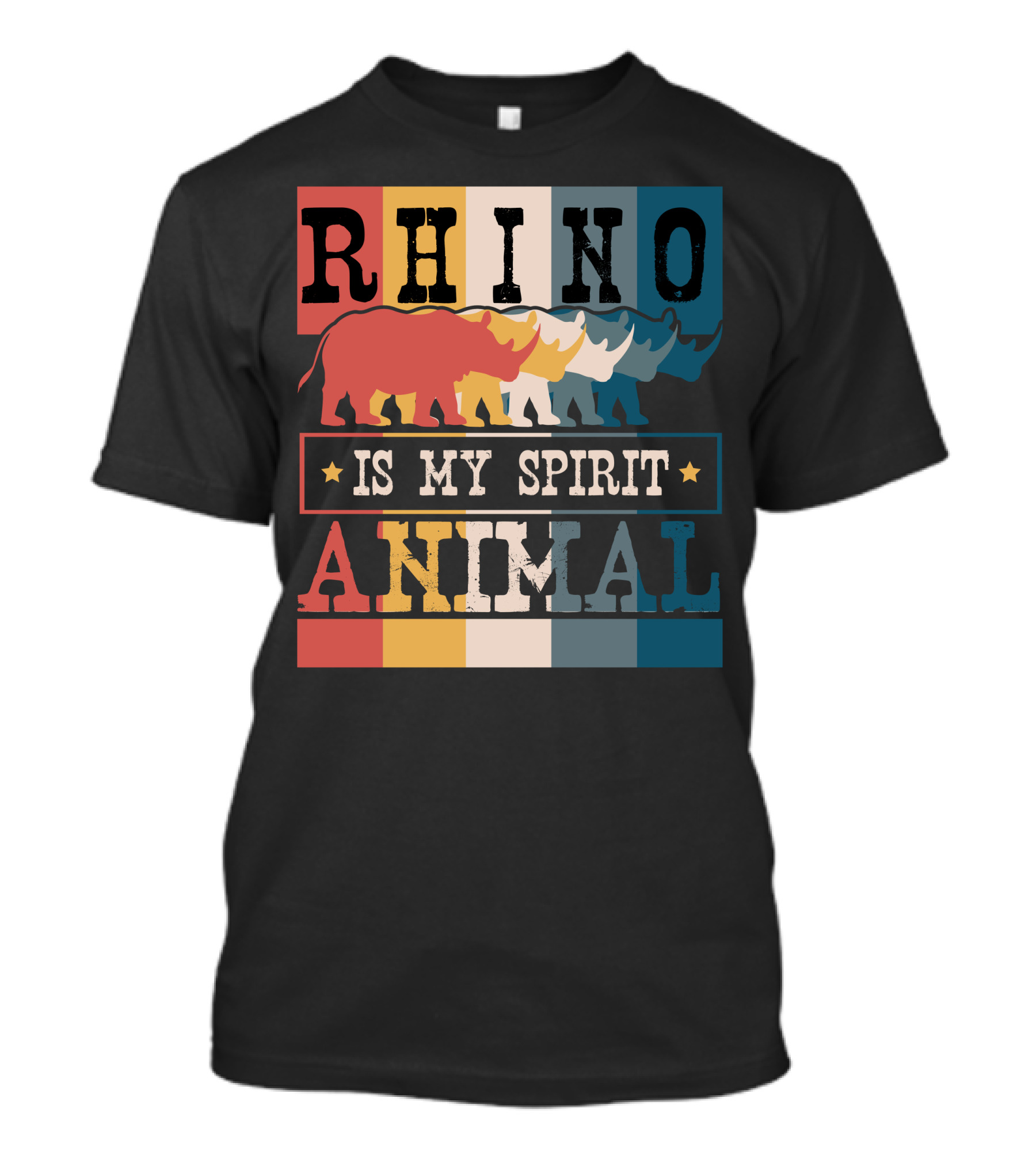 RHINO Is My Spirit Animal Vintage Colorful T-Shirt