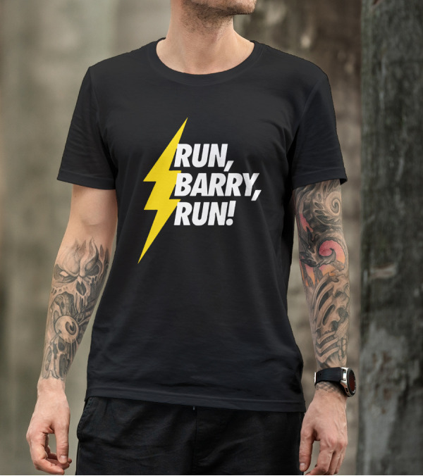 Run Barry Run Flash Gordon Lightning Bolt символ T-Shirt