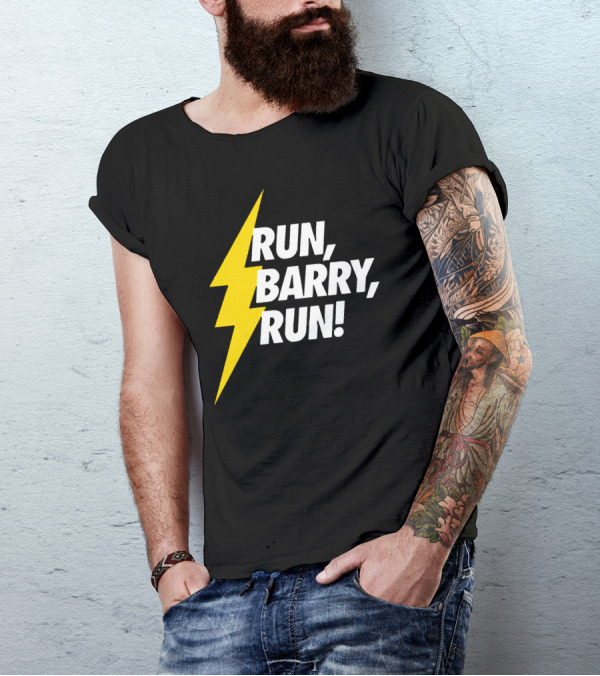 Run Barry Run Flash Gordon Lightning Bolt символ T-Shirt