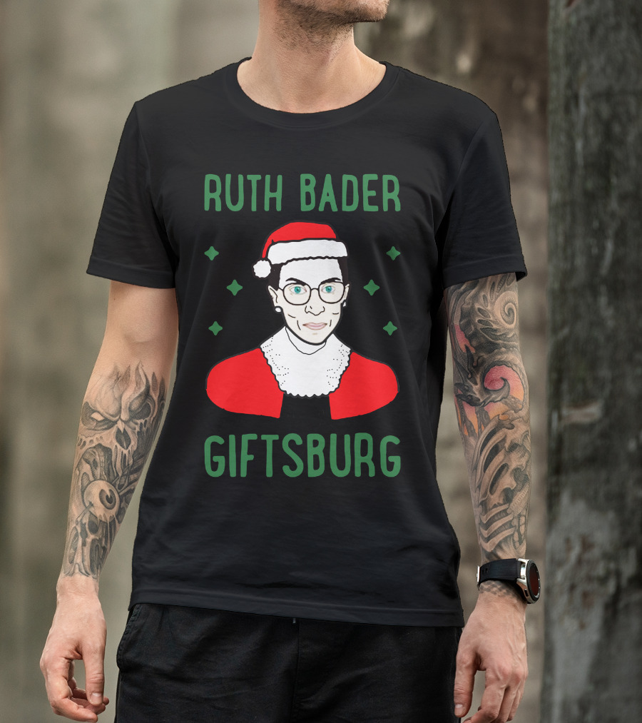 Ruth Bader Giftsburg Santa Hat Christmas T-Shirt