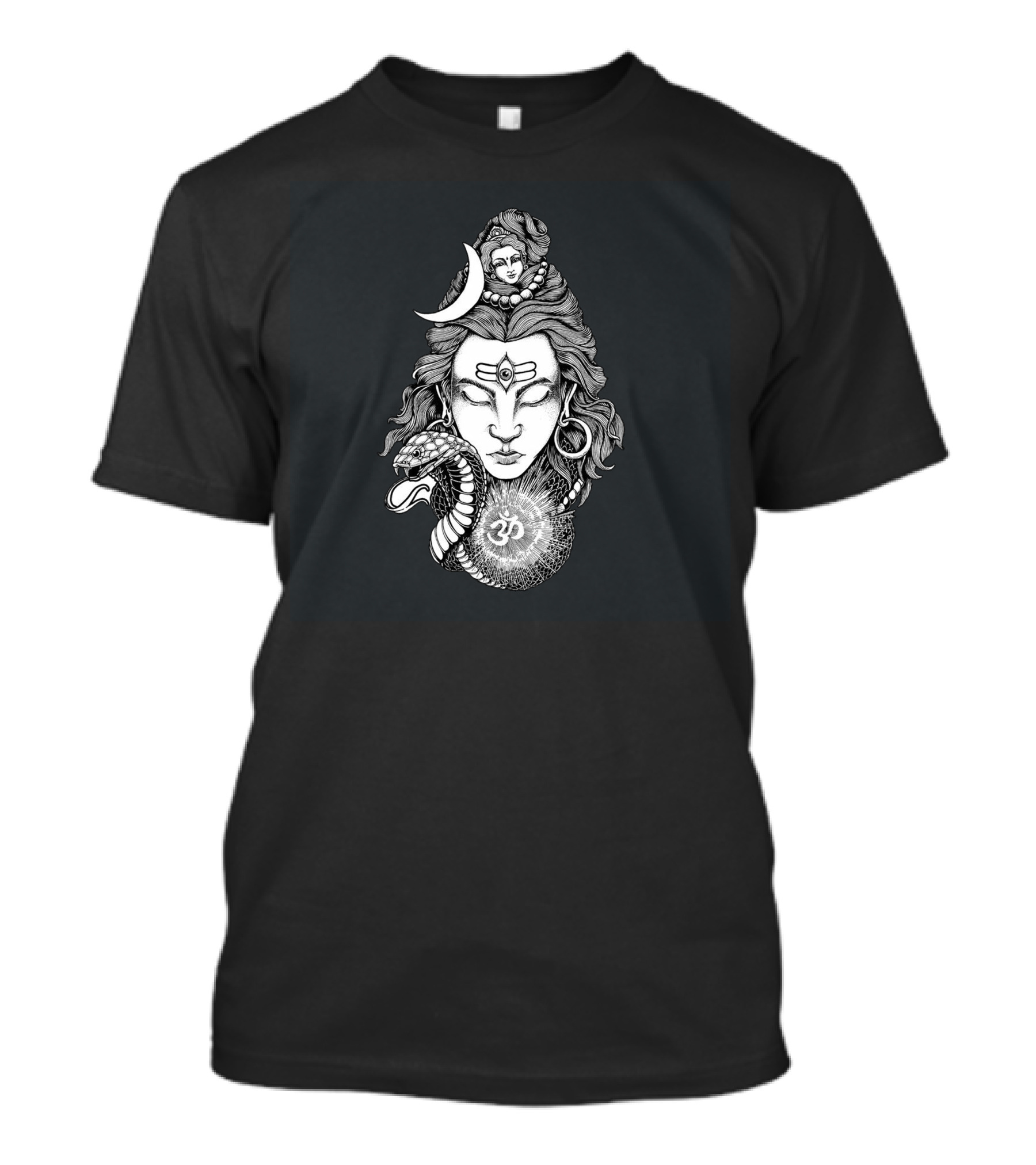Shiv Om Symbol With Crescent Moon And Serpent T-Shirt