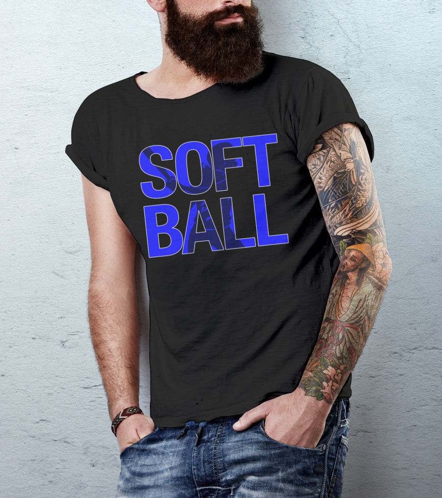 Softball Bold Blue Block Letters T-Shirt