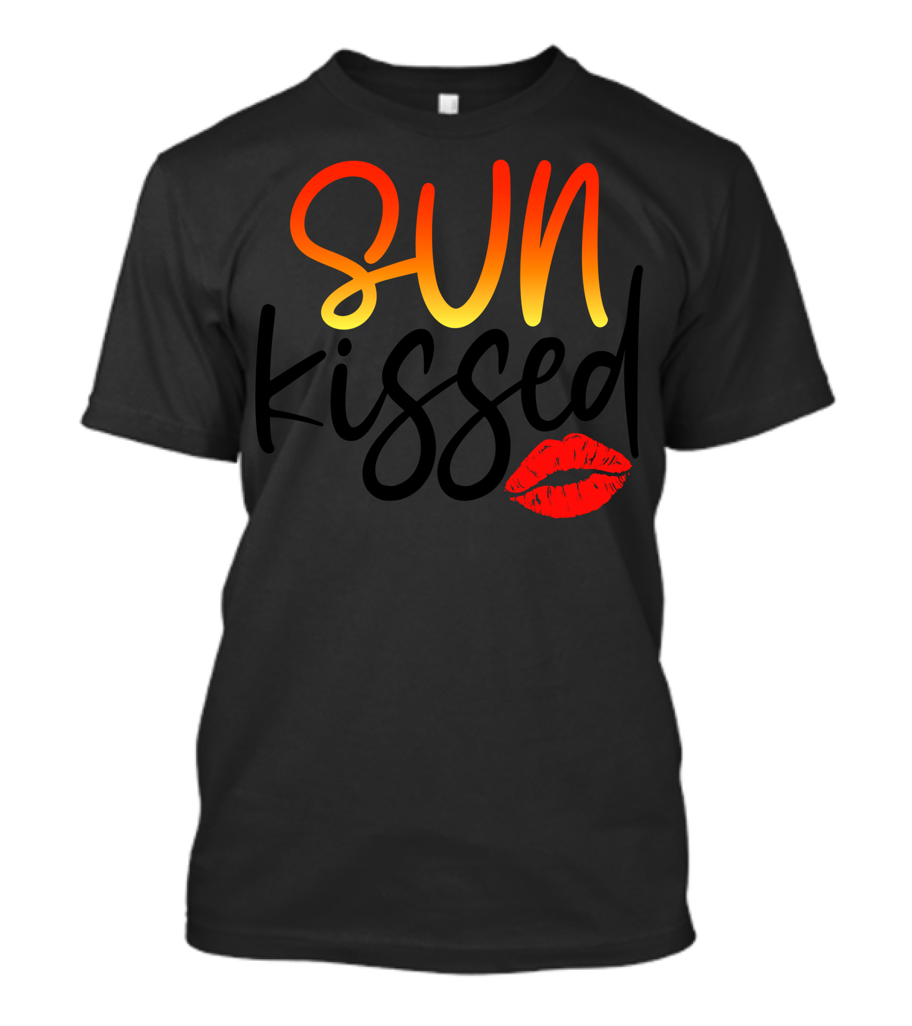 Sun Kissed Gradient Text Red Lip T-Shirt