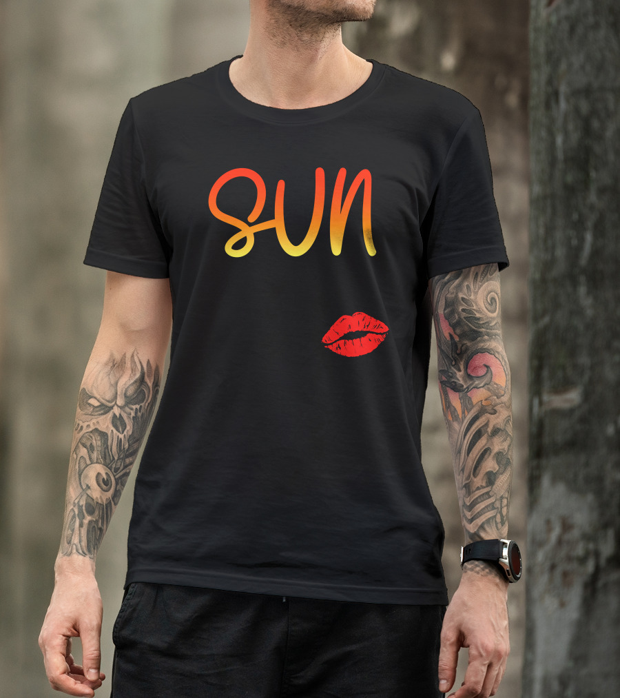 Sun Kissed Gradient Text Red Lip T-Shirt