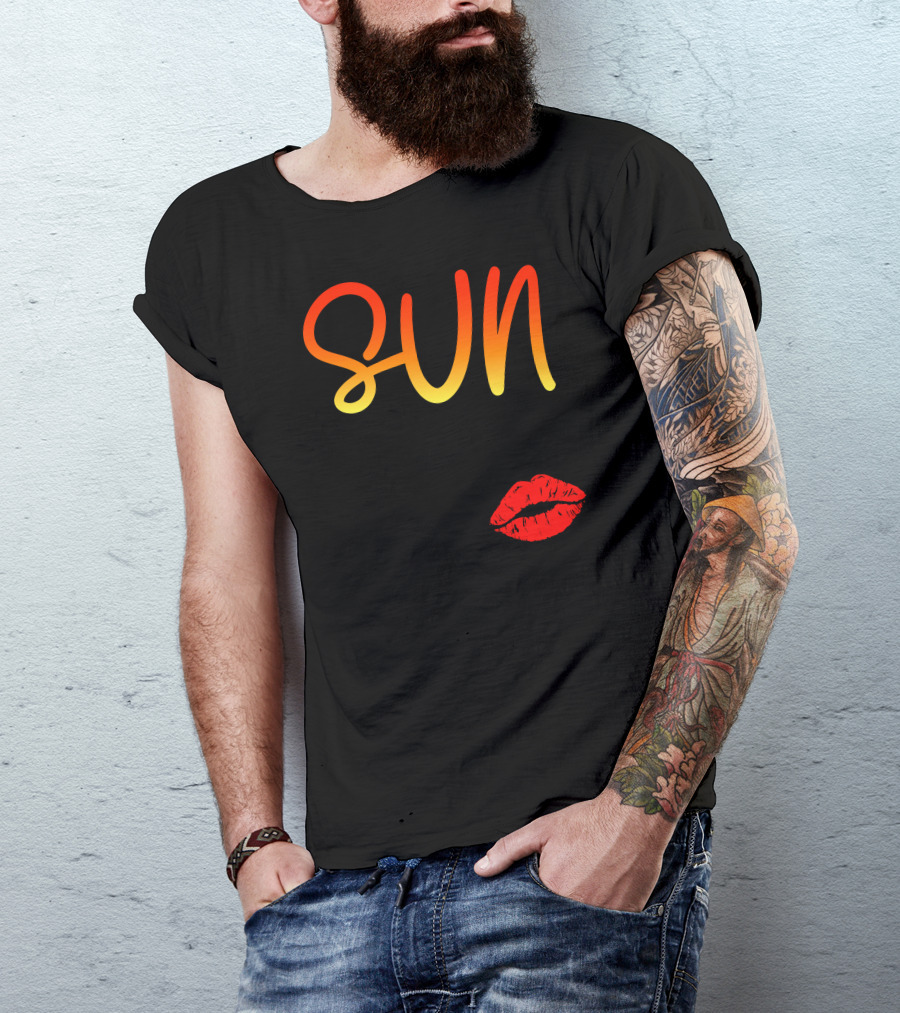 Sun Kissed Gradient Text Red Lip T-Shirt