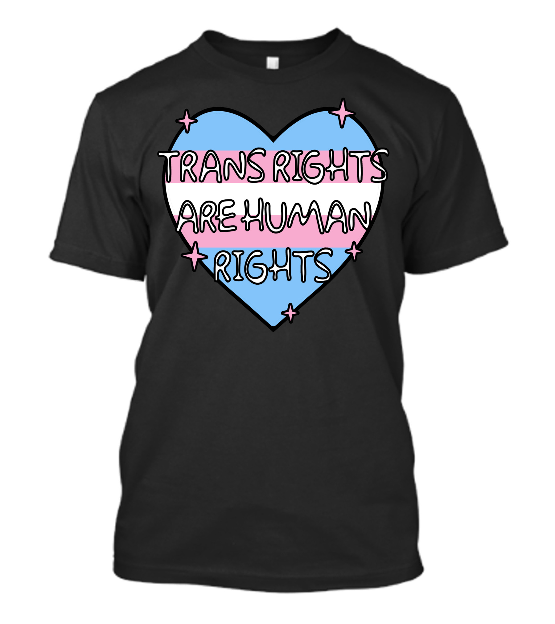 Trans Rights Are Human Rights Heart Blue Pink White Stripes Stars T-Shirt