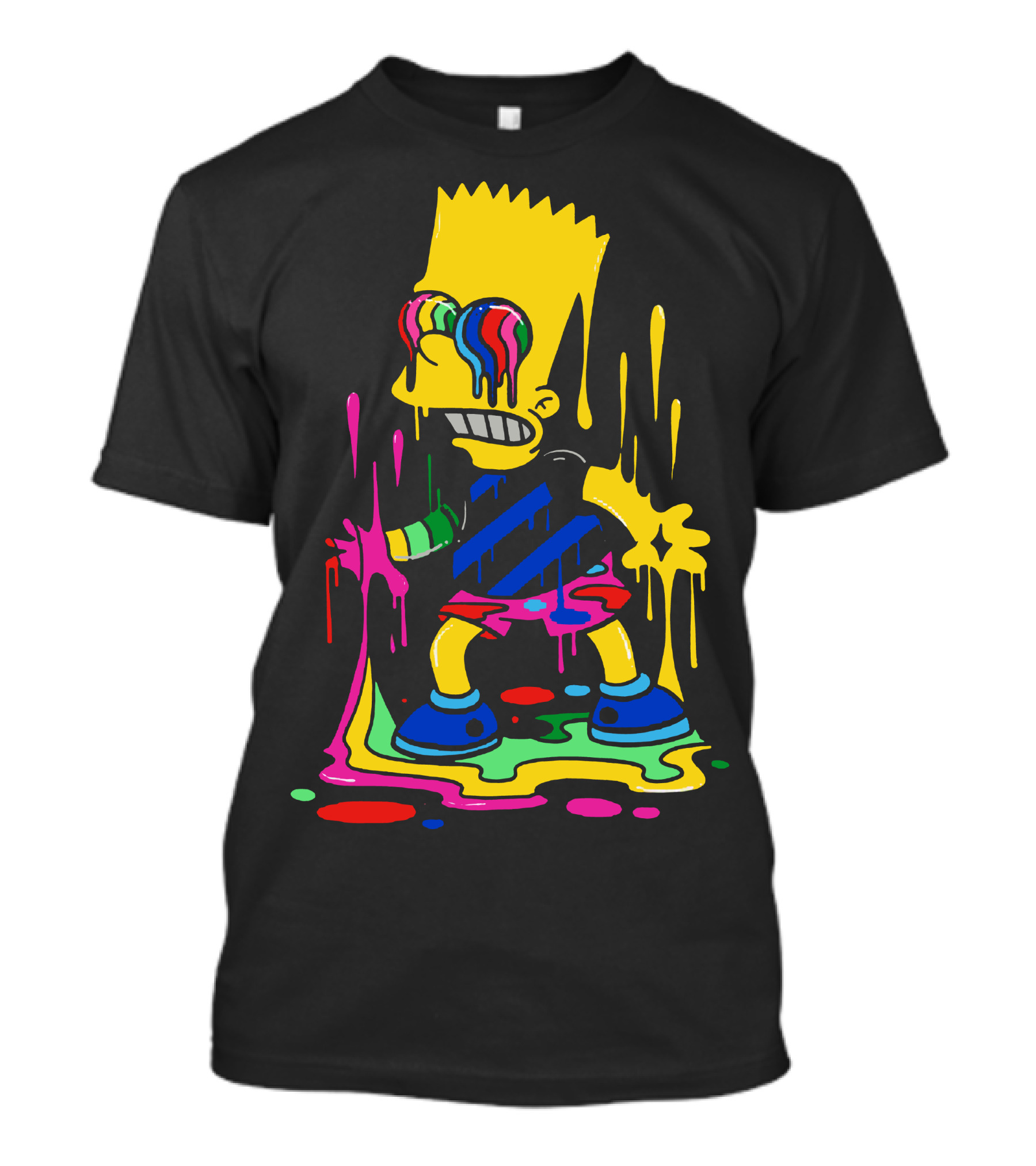 Trippy Bart Psychedelic Drip Melting Rainbow Glasses T-Shirt