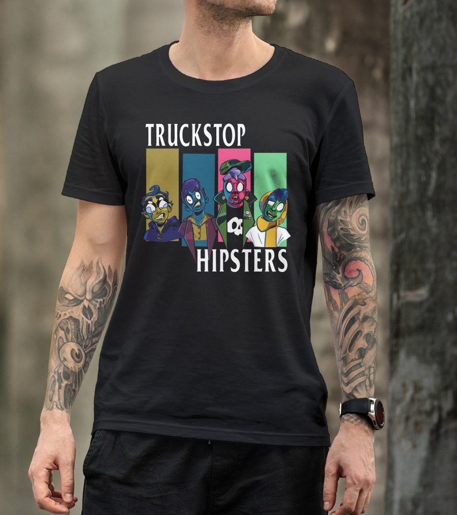 Truckstop Hipsters Vibrant Cartoon Characters T-Shirt