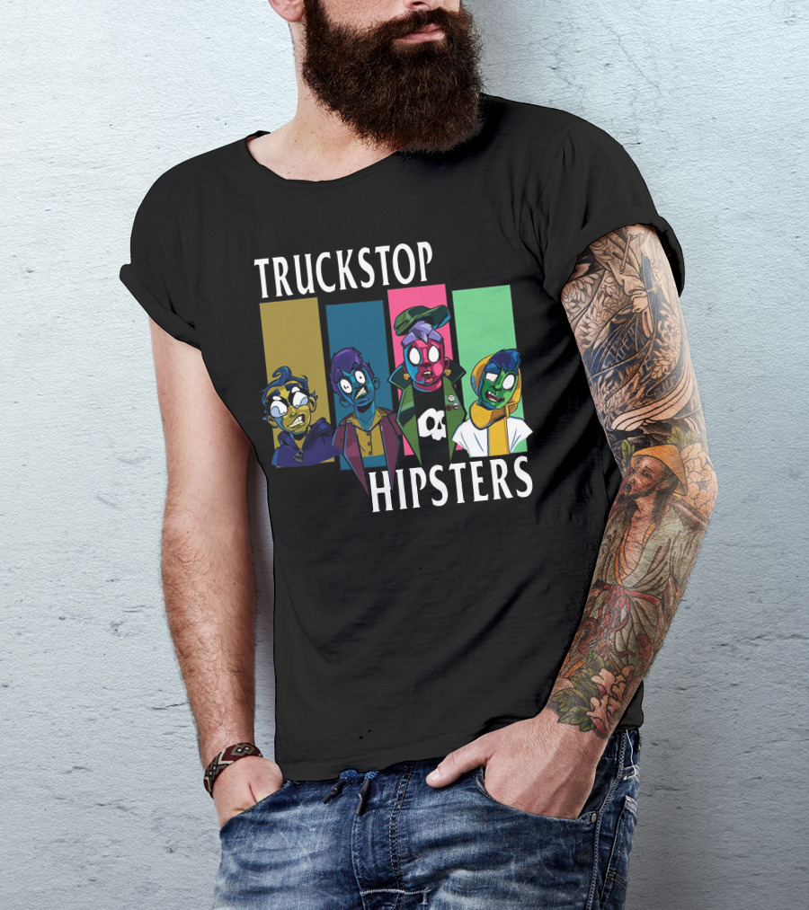 Truckstop Hipsters Vibrant Cartoon Characters T-Shirt