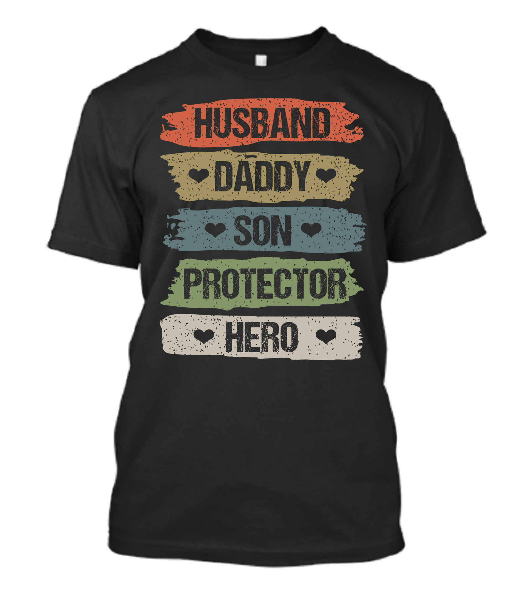 Husband Daddy Son Protector Hero Vitage Typography T-Shirt