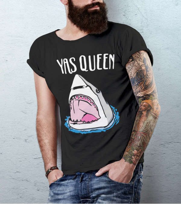 Yas Queen Shark Iconic Phrase With Shark T-Shirt