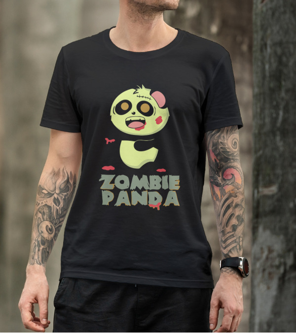 Zombie Panda Cute Undead Cartoon Character T-Shirt