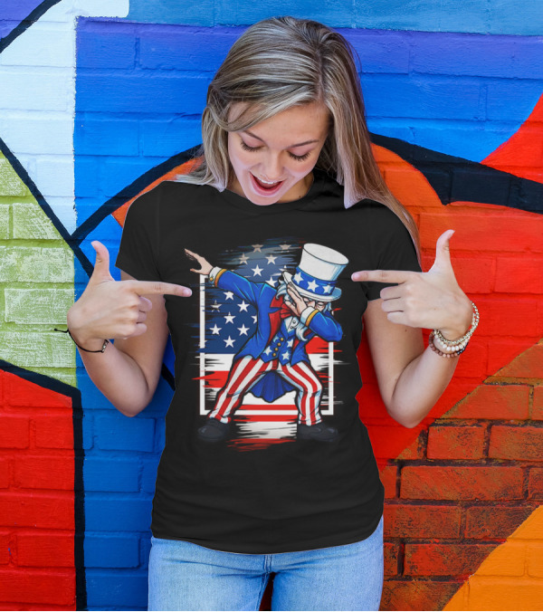 Dabbing Uncle Sam 4th Of July USA American Flag T-Shirt