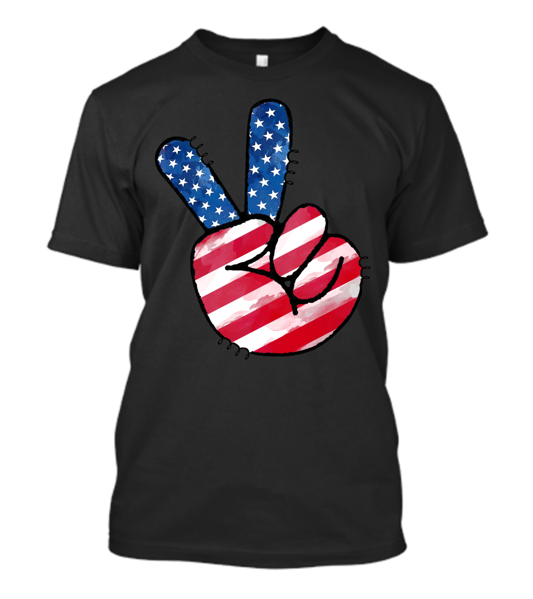 4Th Of July American Flag Peace Sign Hand T-Shirt