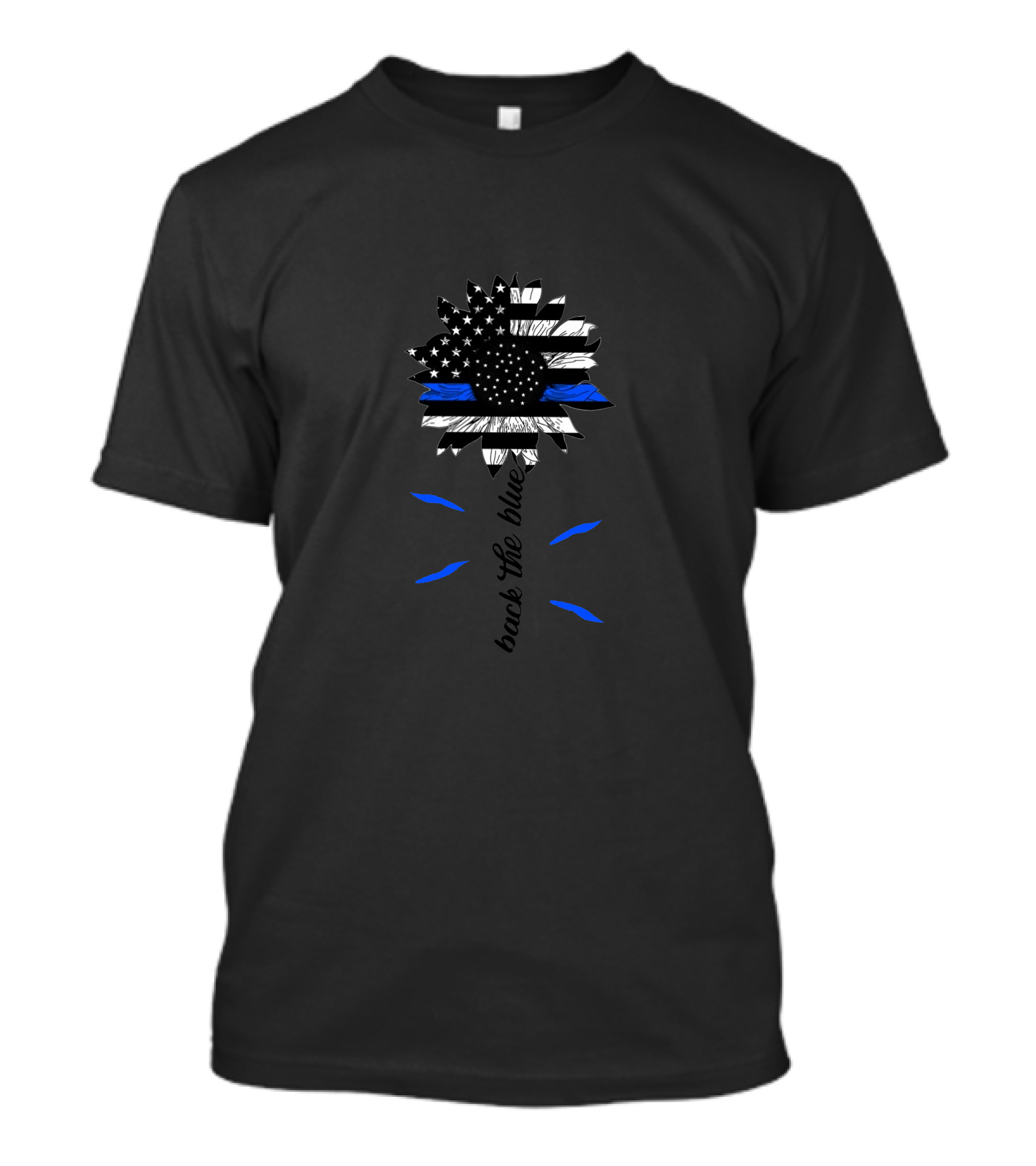 Back The Blue American Flag Sunflower T-Shirt
