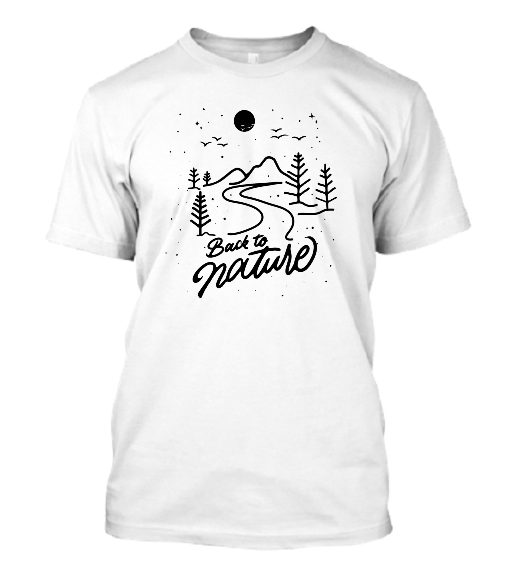 Back To Nature Scenic Mountain Path Under Night Sky T-Shirt