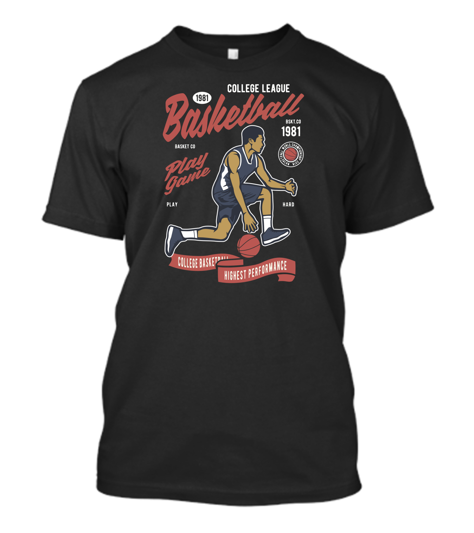 1981 College League Basketball Play Game Basket Co Highest Performance T-Shirt