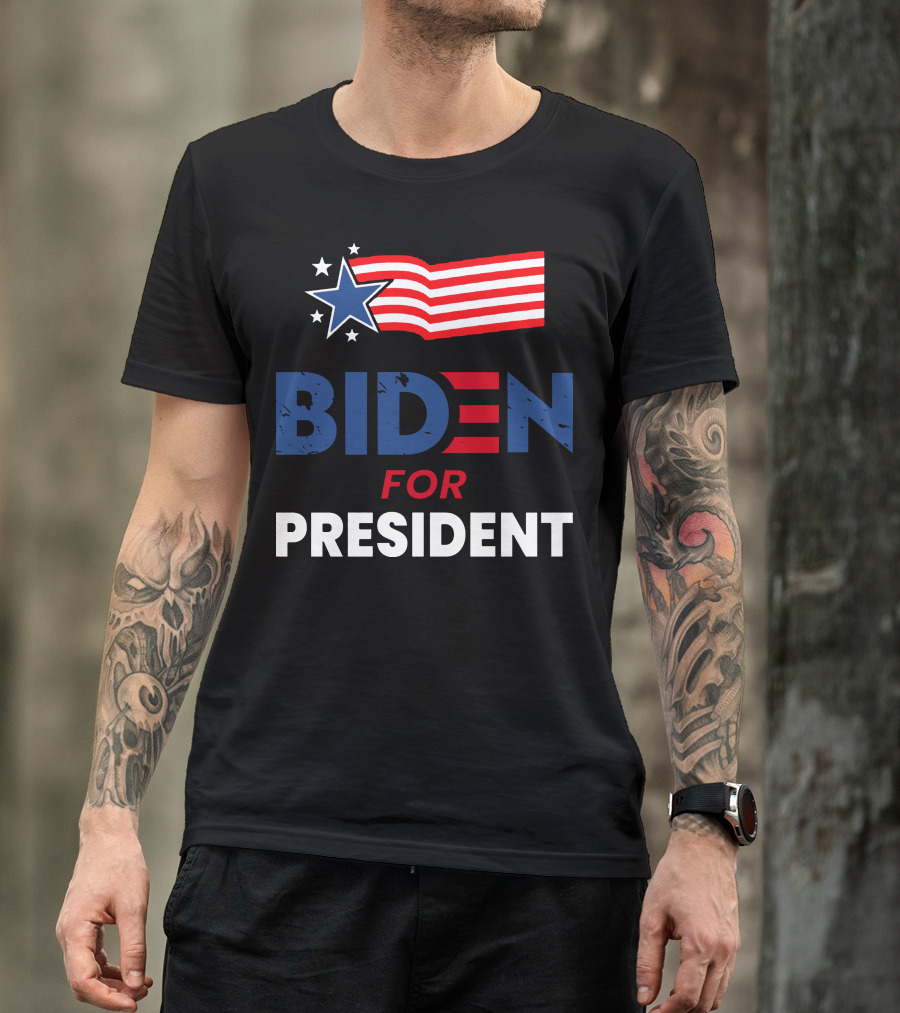 Biden For President American Flag Star T-Shirt