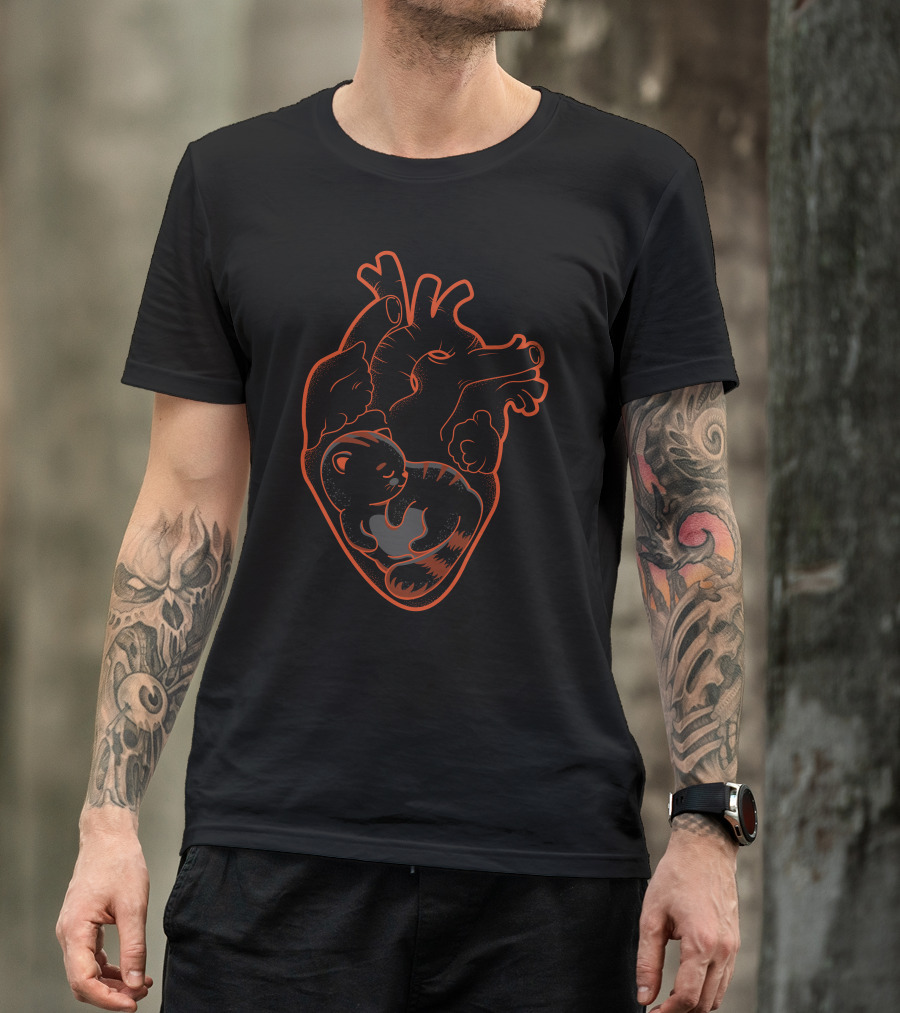 Cat Cozy Inside Anatomical Heart T-Shirt